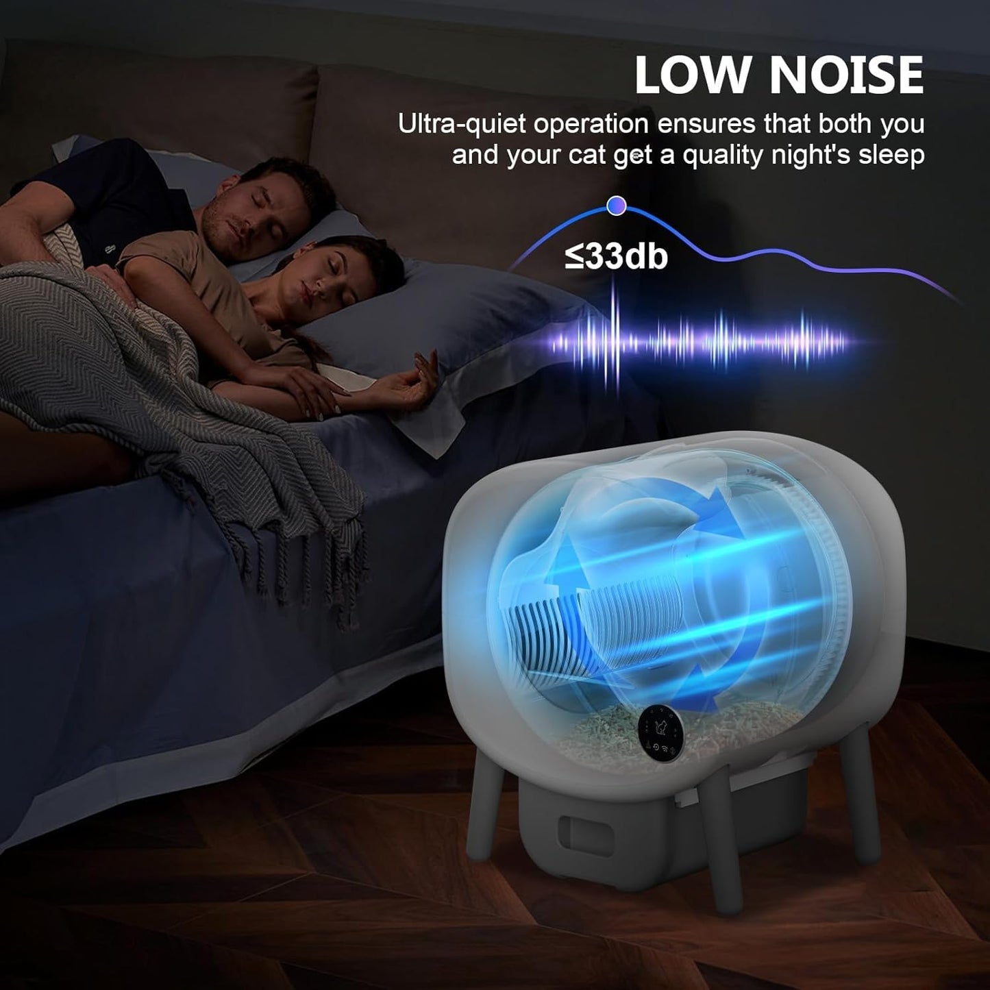 Self Cleaning Litter Box,95L Automatic Cat Litter Box Self Cleaning Large Capacity for Multiple Cats, App-Controlled with Safety Sensors, Removable Washable Liner,2 Rolls Garbage Bags,Grey