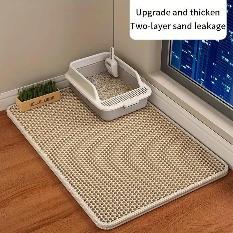 Extra Large Cat Litter Mat Honeycomb Double Layer Urine Waterproof Easy Cleaning Scatter Control Durable for Long Lasting Use