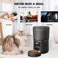 NPET 4L Automatic smart pet feeder for cats dogs multiple pets with stainless steel bowl Customize healthy food 1-9 portions