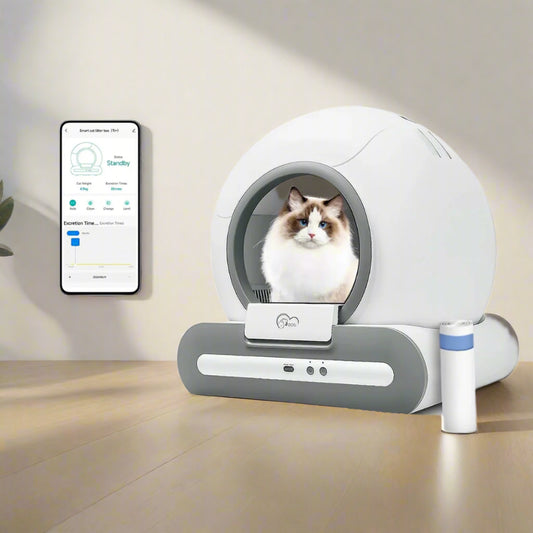 DOEL Smart Automatic Self-Cleaning Cat Litter Box with App Control – Large Capacity Litter Box for Multiple Cats + Cat Litter Mat Included