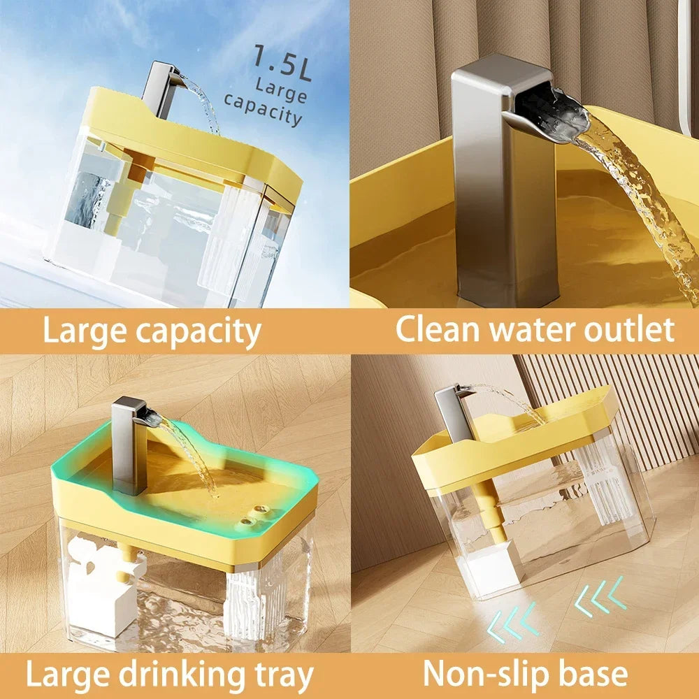 1PCS Cat Water Fountain Auto Filter Transparent Cat Drinker USB Anti-Dry Burning Recirculate Filtering Water Dispenser with Pump