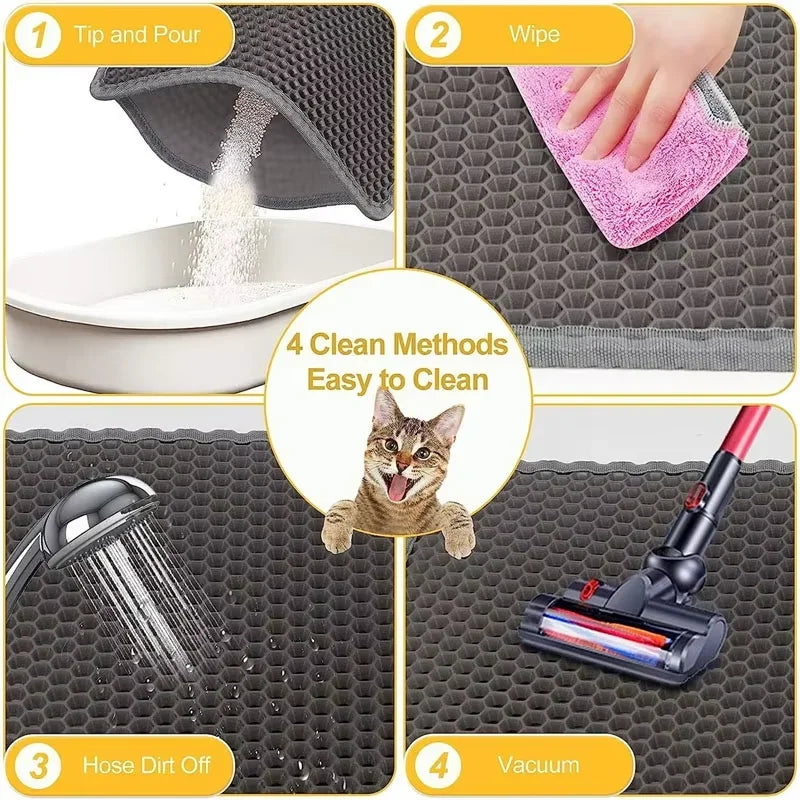 Extra Large Cat Litter Mat Honeycomb Double Layer Urine Waterproof Easy Cleaning Scatter Control Durable for Long Lasting Use