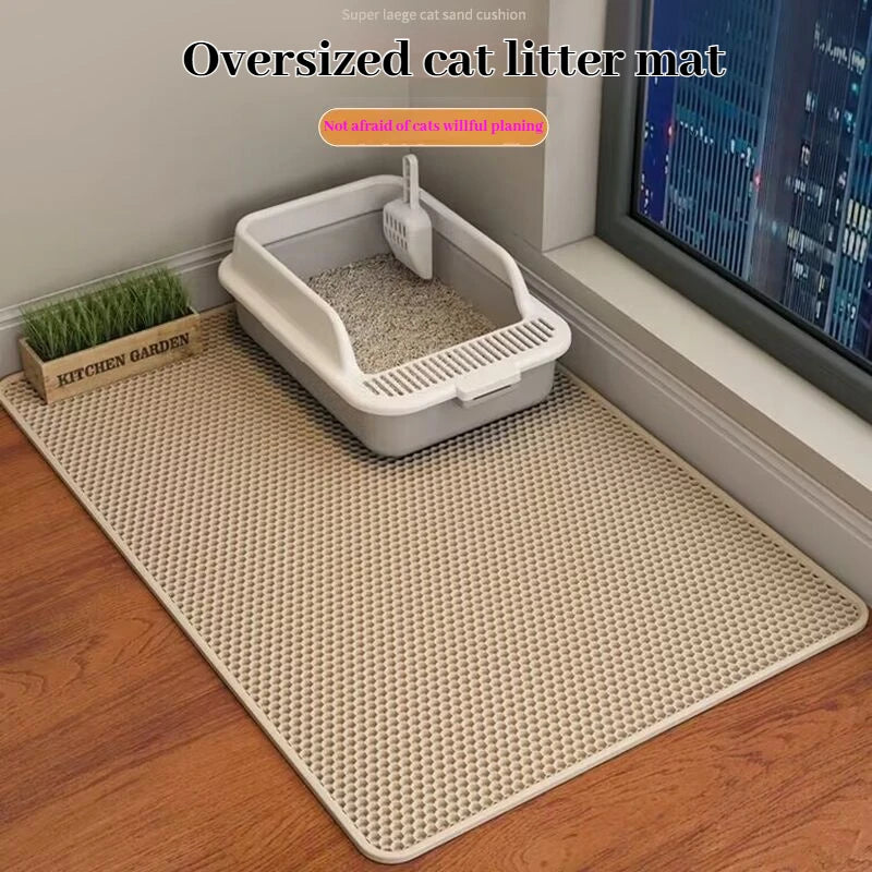 Extra Large Cat Litter Mat Honeycomb Double Layer Urine Waterproof Easy Cleaning Scatter Control Durable for Long Lasting Use